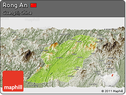 Physical Panoramic Map of Rong An, semi-desaturated