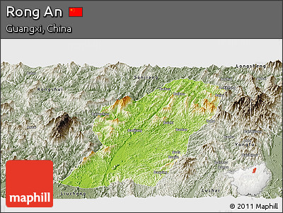 Physical Panoramic Map of Rong An, semi-desaturated