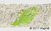 Physical Panoramic Map of Rong An, shaded relief outside