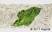 Satellite Panoramic Map of Rong An, shaded relief outside