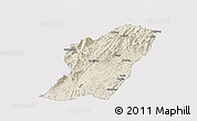 Shaded Relief Panoramic Map of Rong An, cropped outside