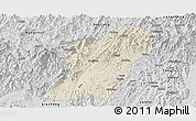 Shaded Relief Panoramic Map of Rong An, desaturated