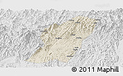 Shaded Relief Panoramic Map of Rong An, lighten, desaturated