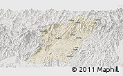 Shaded Relief Panoramic Map of Rong An, lighten, semi-desaturated