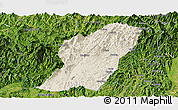 Shaded Relief Panoramic Map of Rong An, satellite outside