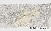 Shaded Relief Panoramic Map of Rong An, semi-desaturated