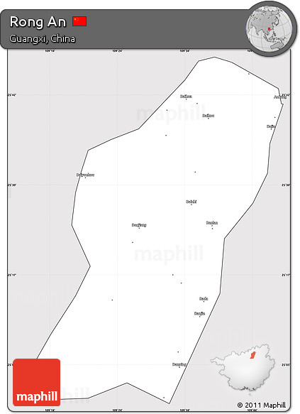 Silver Style Simple Map of Rong An, cropped outside
