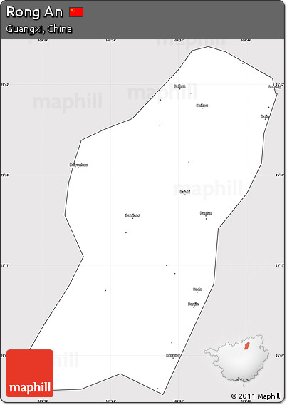 Silver Style Simple Map of Rong An, cropped outside