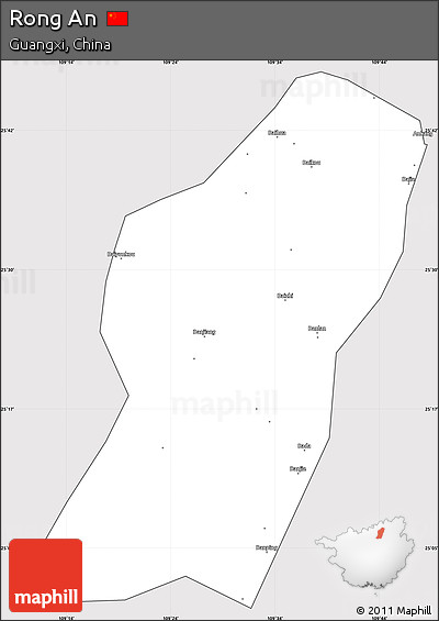 Silver Style Simple Map of Rong An, cropped outside