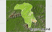 Physical 3D Map of Rong Xian, darken