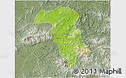Physical 3D Map of Rong Xian, semi-desaturated
