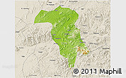 Physical 3D Map of Rong Xian, shaded relief outside
