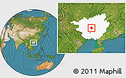 Satellite Location Map of Shanglin, highlighted parent region