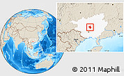 Shaded Relief Location Map of Shanglin, highlighted parent region
