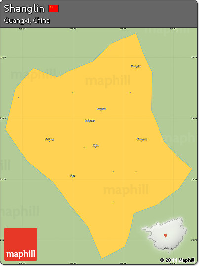 Savanna Style Simple Map of Shanglin, single color outside