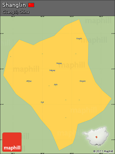 Savanna Style Simple Map of Shanglin, single color outside