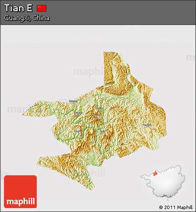 Physical 3D Map of Tian E, cropped outside