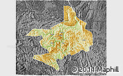 Physical 3D Map of Tian E, darken, desaturated