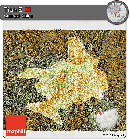 Physical 3D Map of Tian E, darken