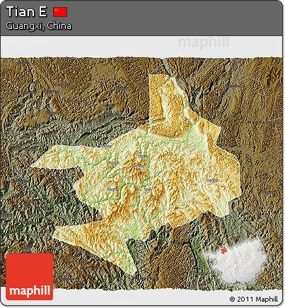 Physical 3D Map of Tian E, darken