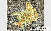 Physical 3D Map of Tian E, darken, semi-desaturated