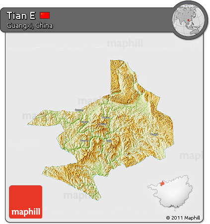 Physical 3D Map of Tian E, single color outside