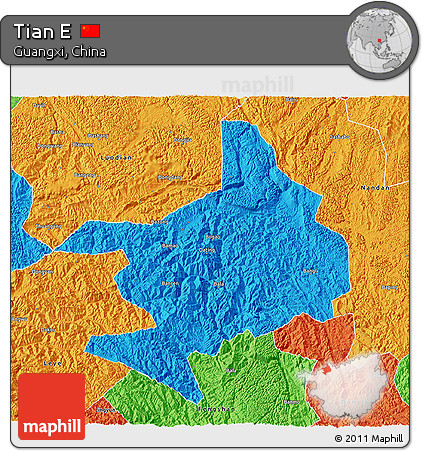 Political 3D Map of Tian E