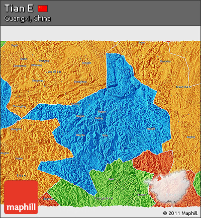 Political 3D Map of Tian E