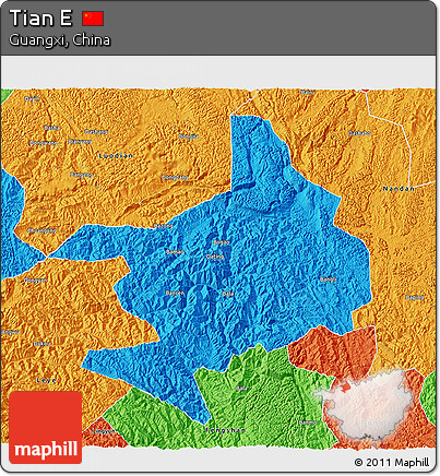 Political 3D Map of Tian E