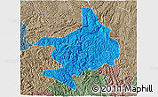 Political 3D Map of Tian E, semi-desaturated