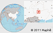 Gray Location Map of Tian E, highlighted country