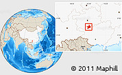 Shaded Relief Location Map of Tian E, highlighted country