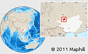 Shaded Relief Location Map of Tian E, highlighted parent region