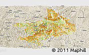 Physical Panoramic Map of Tian E, shaded relief outside