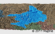 Political Panoramic Map of Tian E, darken, semi-desaturated