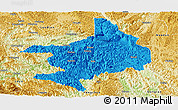 Political Panoramic Map of Tian E, physical outside