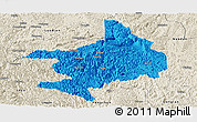 Political Panoramic Map of Tian E, shaded relief outside