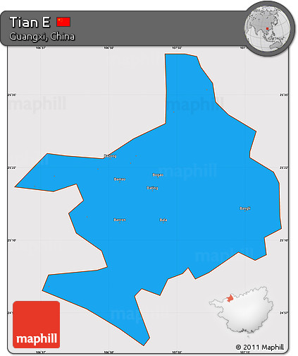 Political Simple Map of Tian E, cropped outside