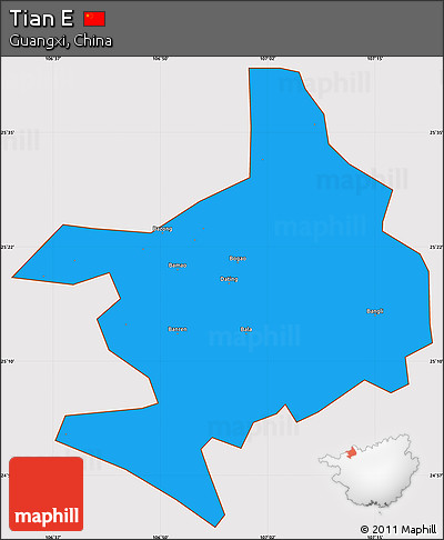 Political Simple Map of Tian E, cropped outside