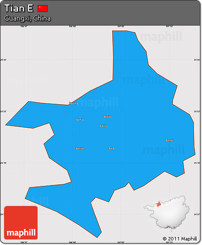 Political Simple Map of Tian E, cropped outside