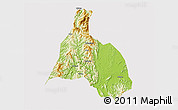 Physical 3D Map of Yongfu, cropped outside