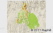 Physical 3D Map of Yongfu, shaded relief outside