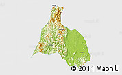 Physical 3D Map of Yongfu, single color outside