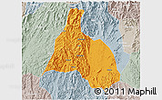 Political 3D Map of Yongfu, lighten, semi-desaturated