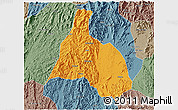 Political 3D Map of Yongfu, semi-desaturated