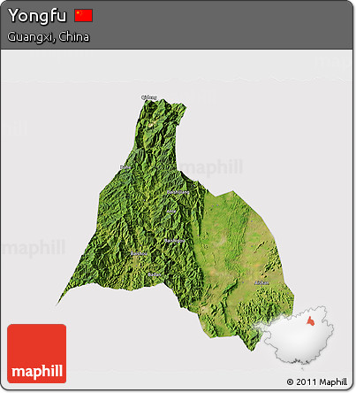 Satellite 3D Map of Yongfu, cropped outside