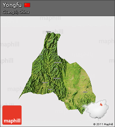 Satellite 3D Map of Yongfu, cropped outside