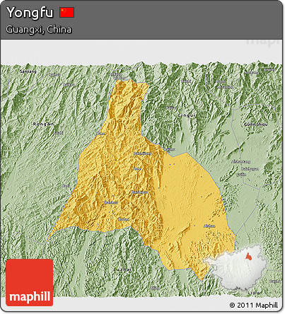 Savanna Style 3D Map of Yongfu