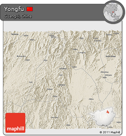 Shaded Relief 3D Map of Yongfu