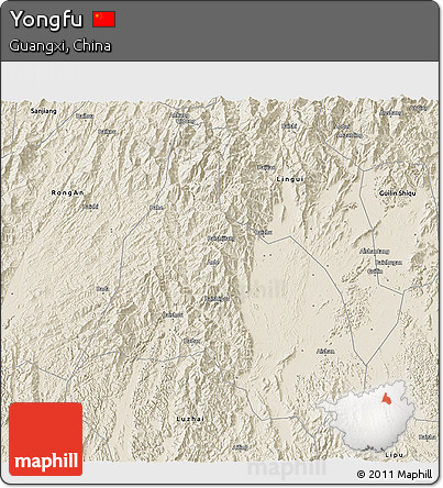 Shaded Relief 3D Map of Yongfu